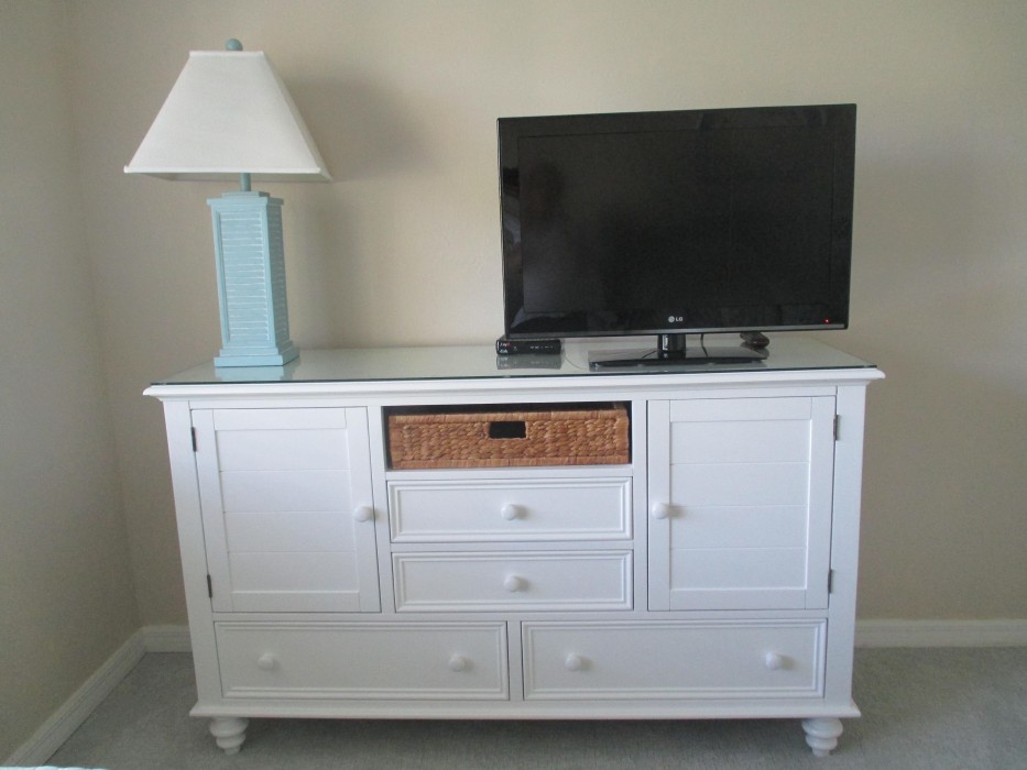 Guest bedroom dresser and TV