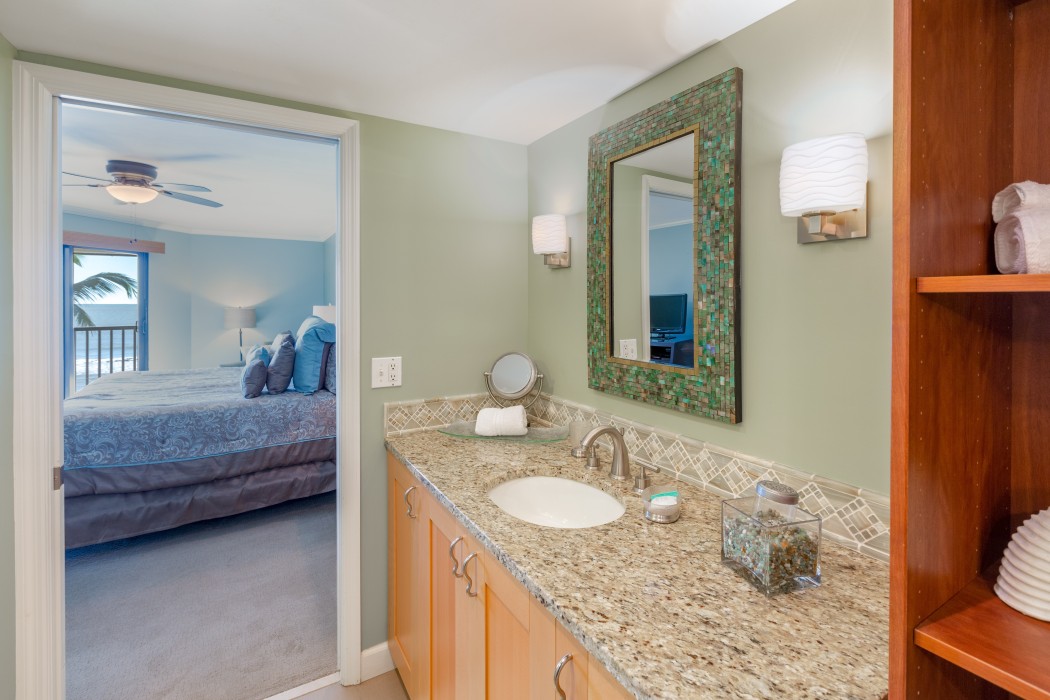 View from Master Bathroom to Bedroom and out to Beach