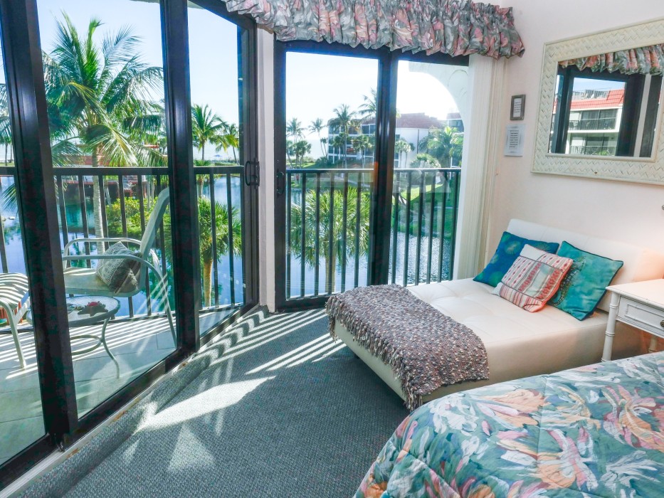 Relax and savor the gulf view from the Chaise lounge that adjusts to a twin bed.