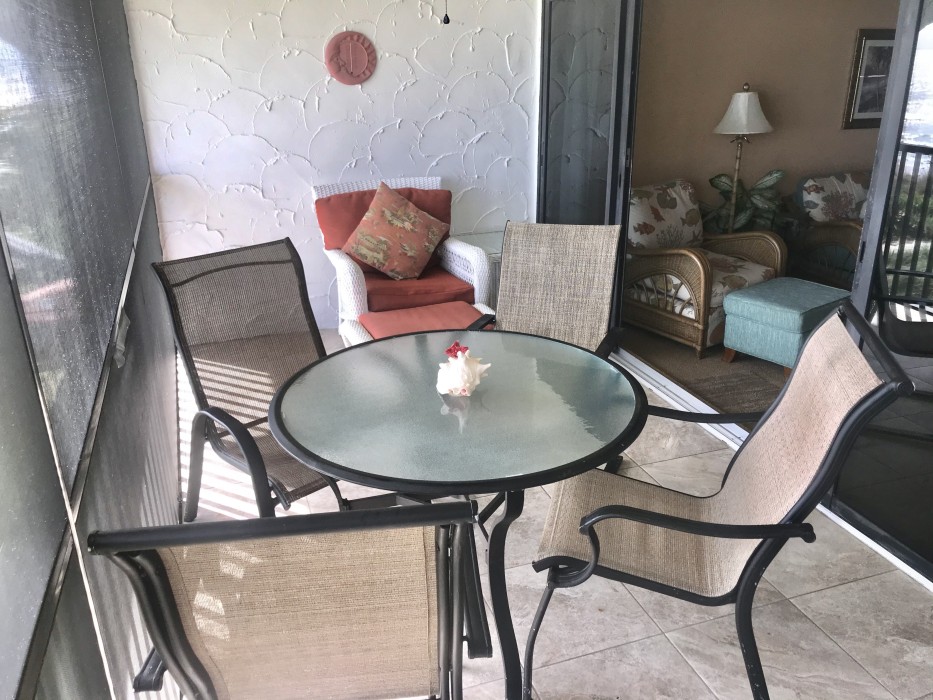 Another view of our lanai and its comfortable furniture