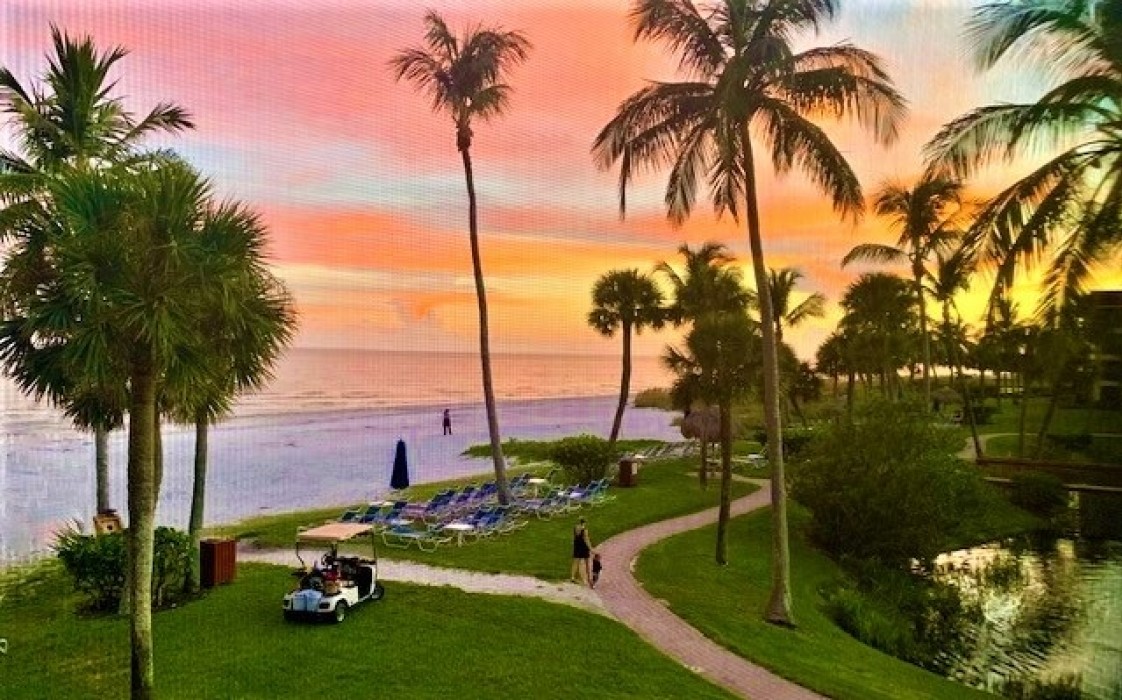 Sunset to the West - viewed from lanai (landscaping pre-hurricane)
