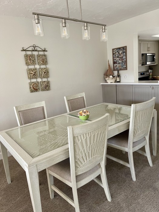 Dining table for six.