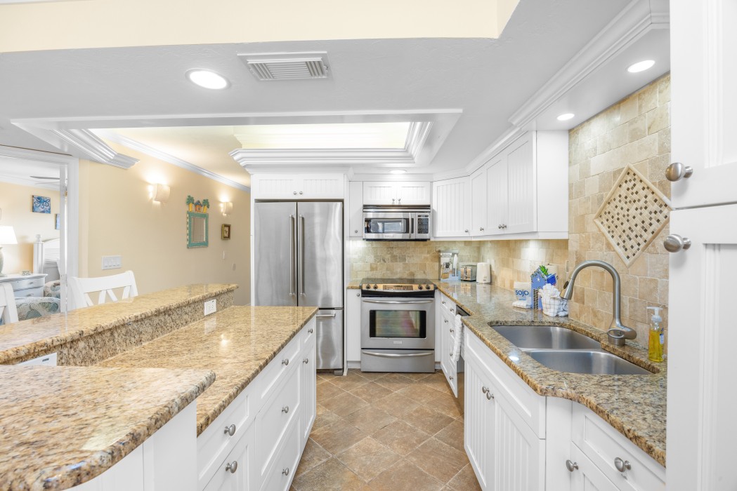 Fully stocked open kitchen