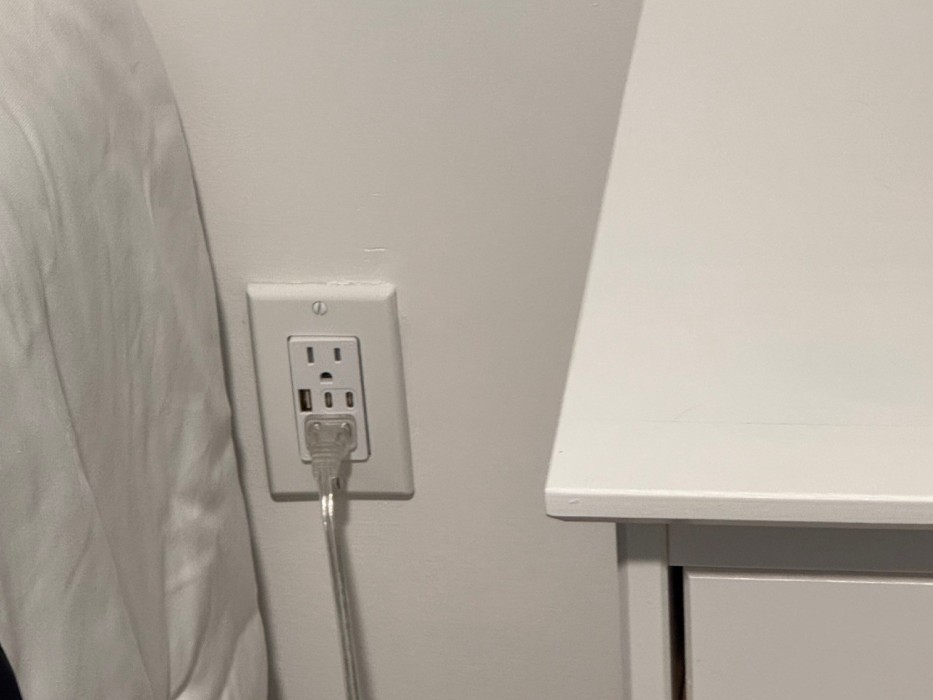 USB A and C charging next to each bed in the condo