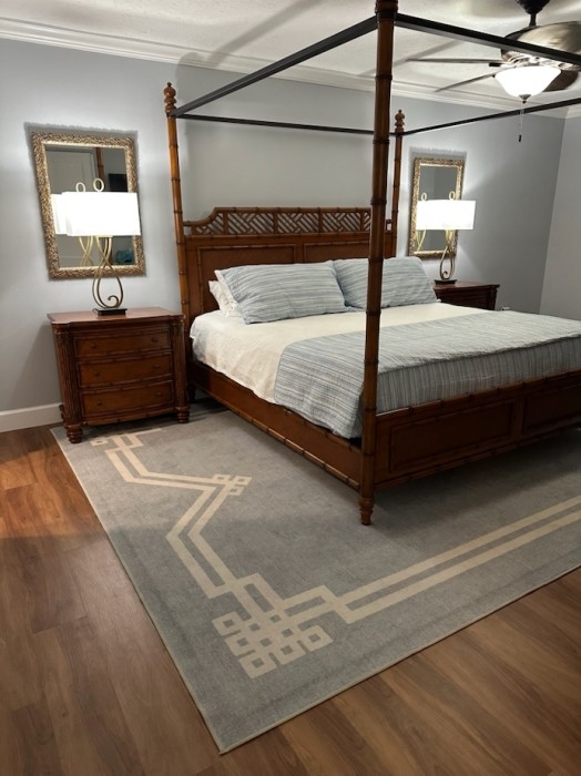 Hear the waves and see the surf from this romantic master suite.  Includes 55" LG smart TV