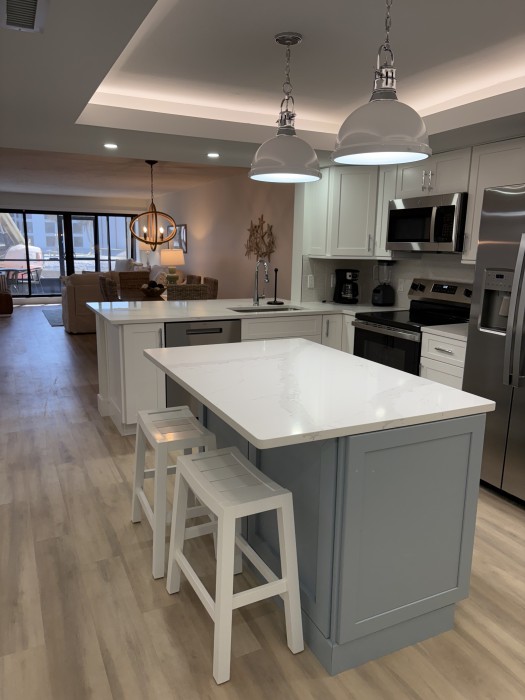 Kitchen - We even have plastic champagne and wine glasses to toast the sunsets on the beach!