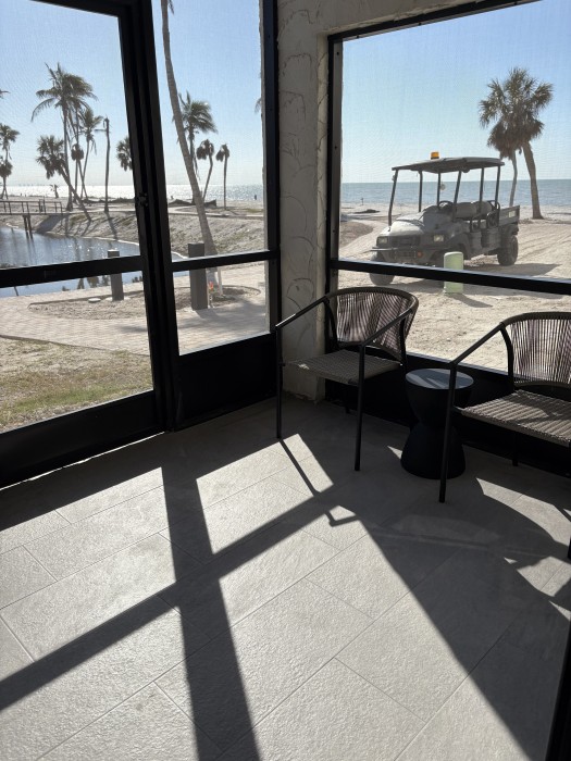View from the lanai (during construction) - table and seating for 6.