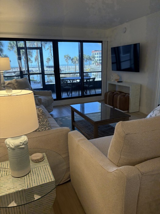 Living room with sliders to the lanai.