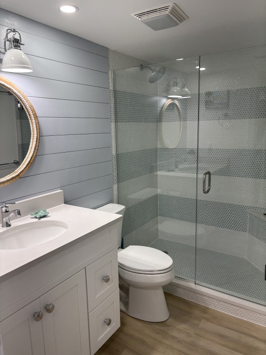 Guest bathroom with shower.