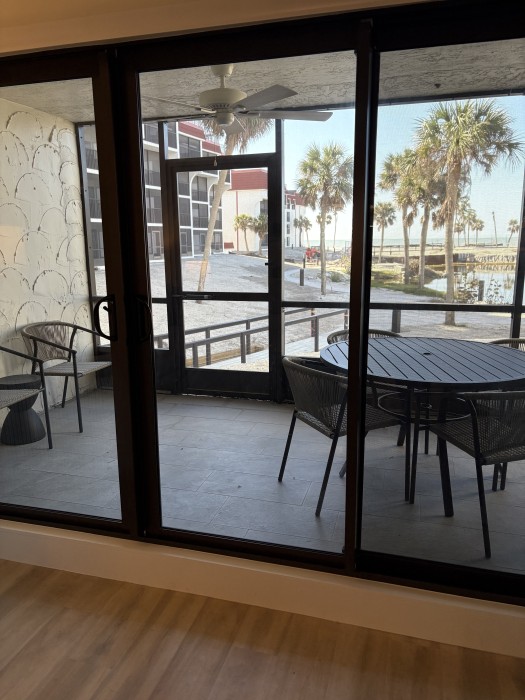 View from the lanai (during construction) - table and seating for 6.