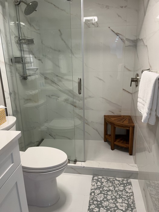 Walk-in shower will make you feel like your at a spa