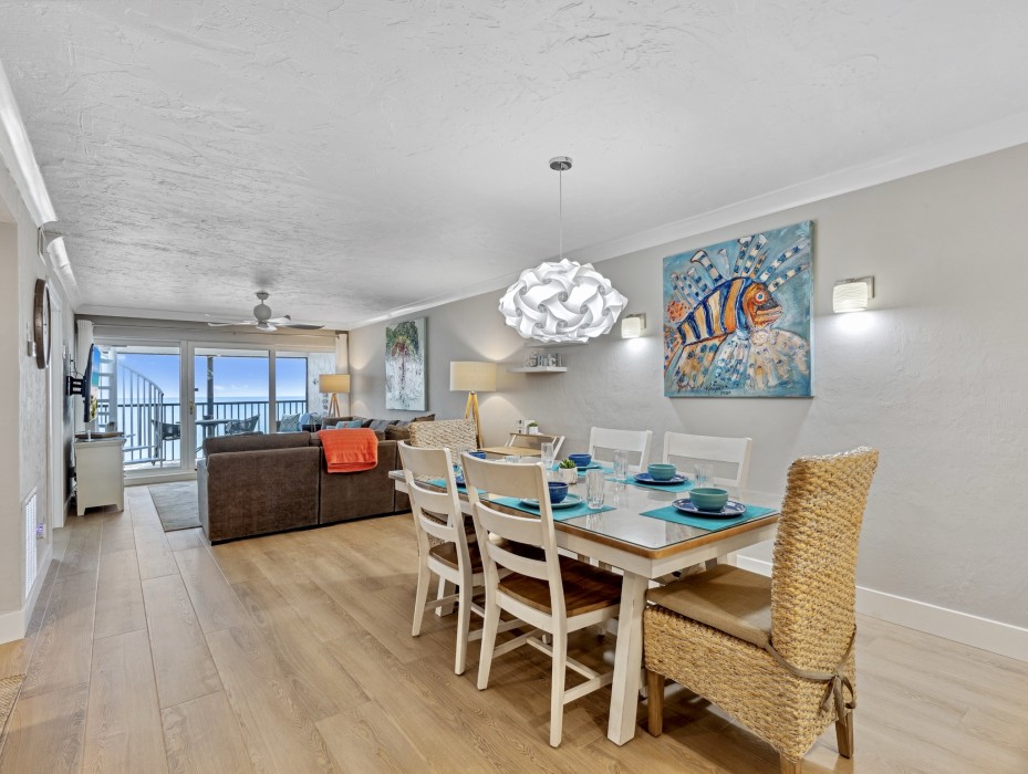 Living room with views of beach