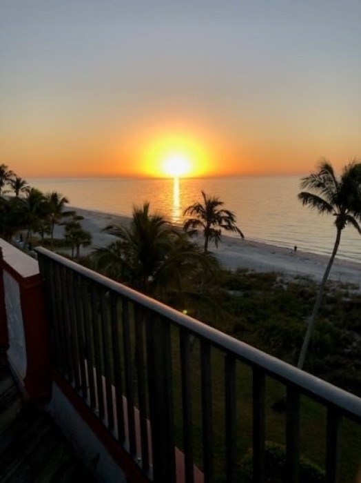 Beautiful sunrise view from private rooftop deck