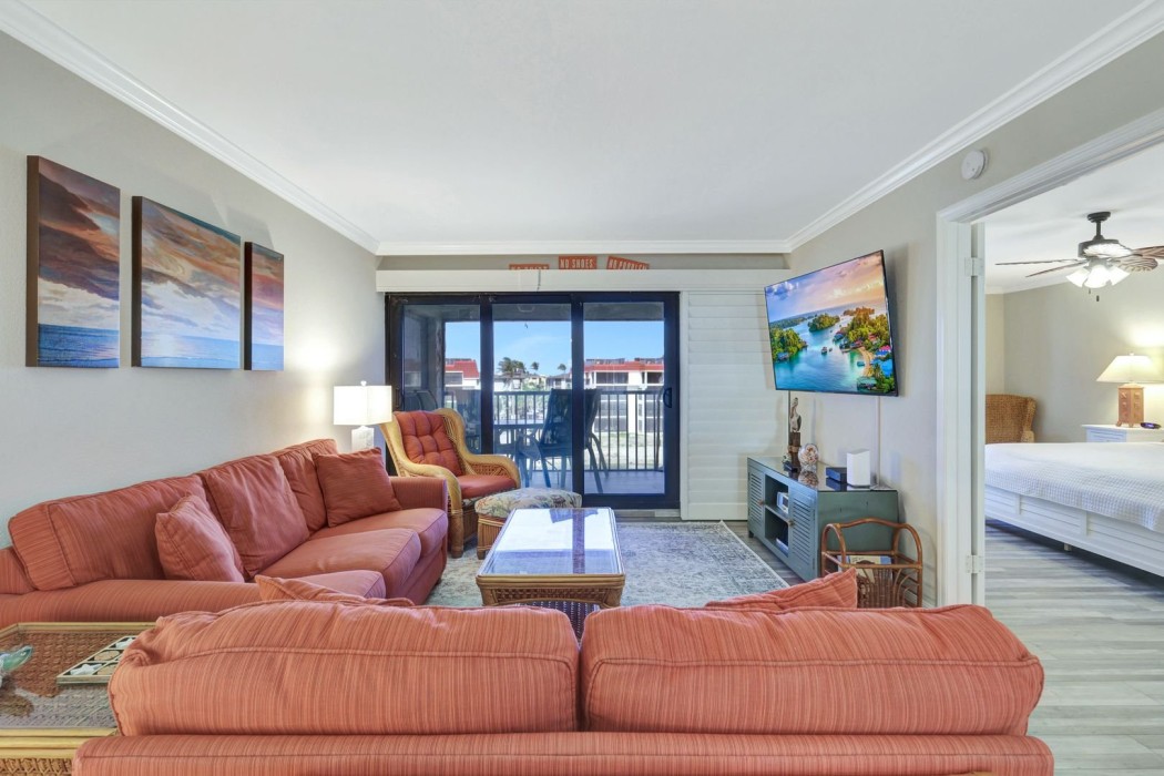 Comfortable living room with queen sleeper sofa