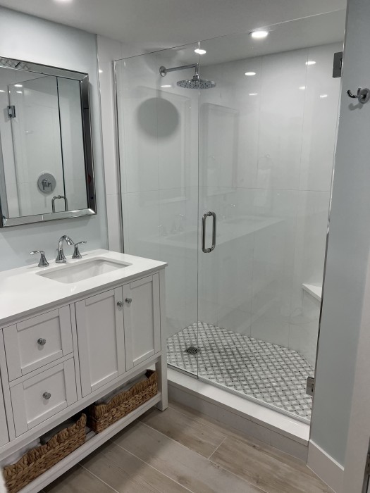 Master bathroom with walk in tiled shower