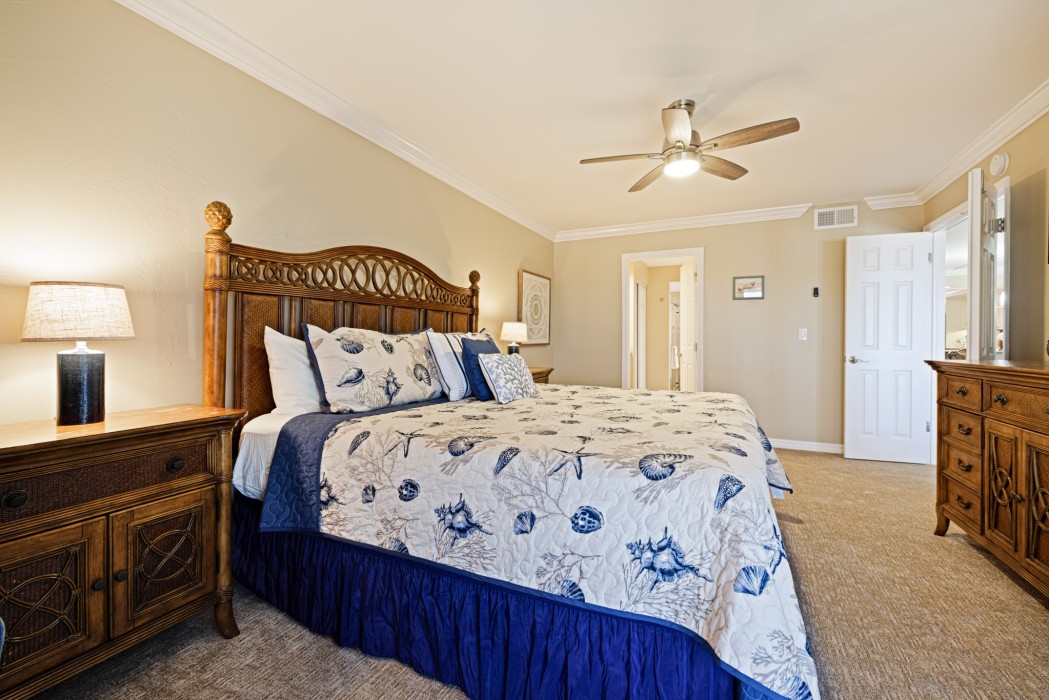 Spacious master bedroom with master bath and double doors