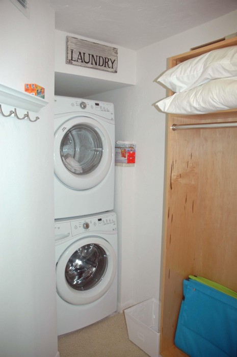 Full size washer dryer and walk- in closet