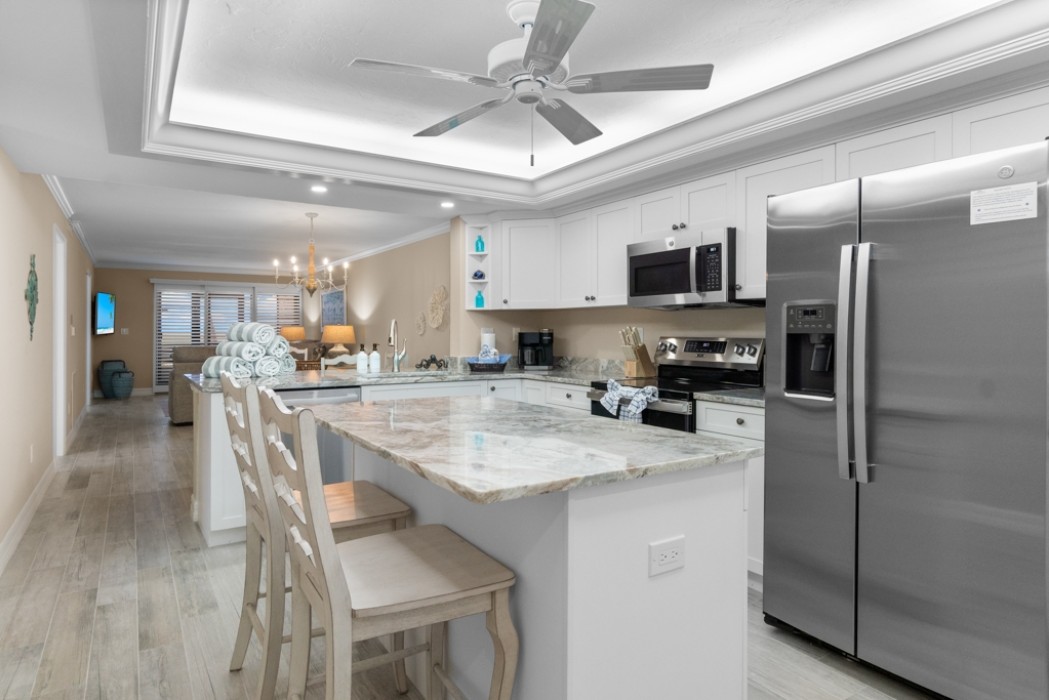 Kitchen island with bar chairs