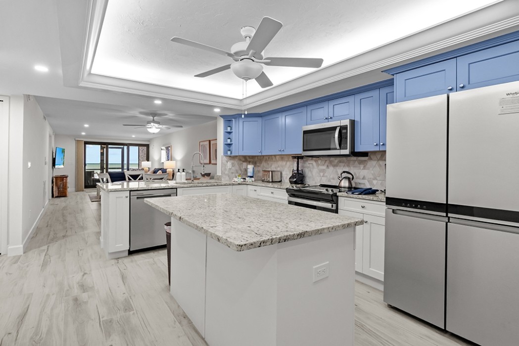 Kitchen featuring island