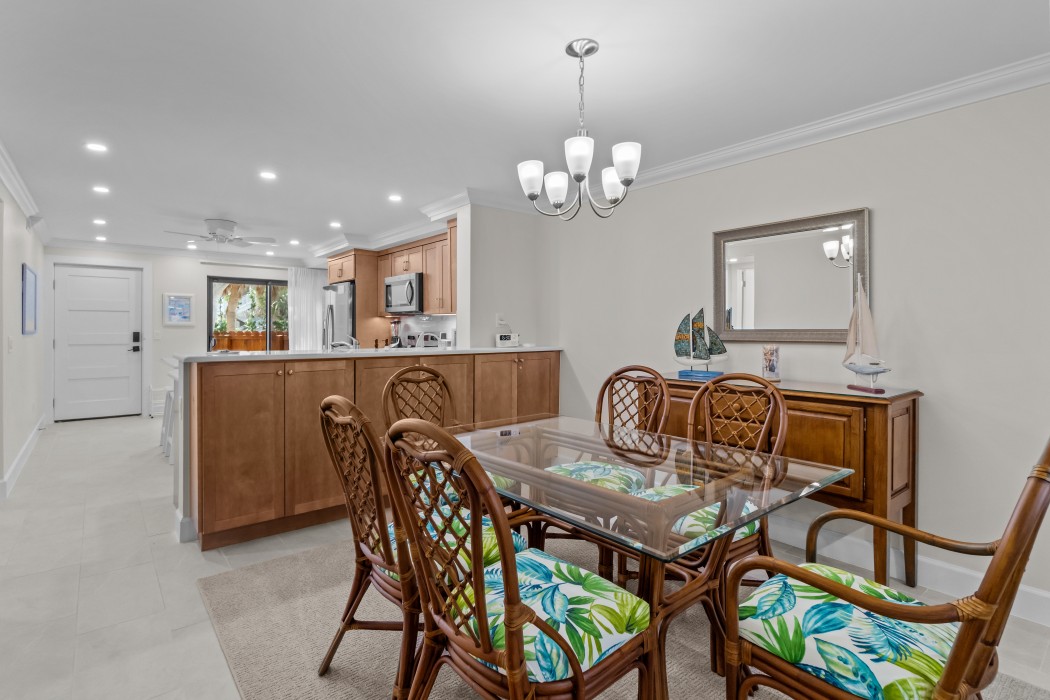 Dining table over looking kitchen