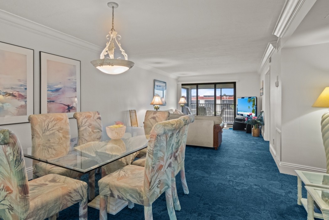 Dining area with comfortable seating for six