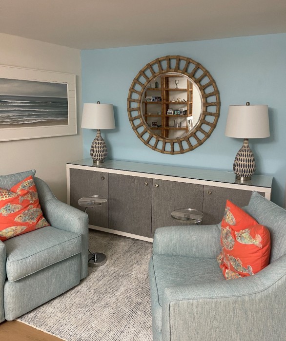 This cozy nook off the dining room is the perfect spot to enjoy a chat or a book.