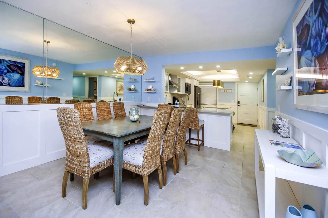 Our dining area open to the kitchen and living room