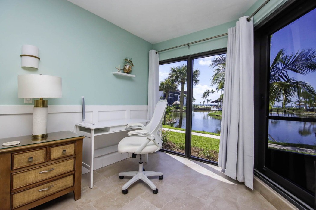 The master bedroom features a workstation for when you have to....