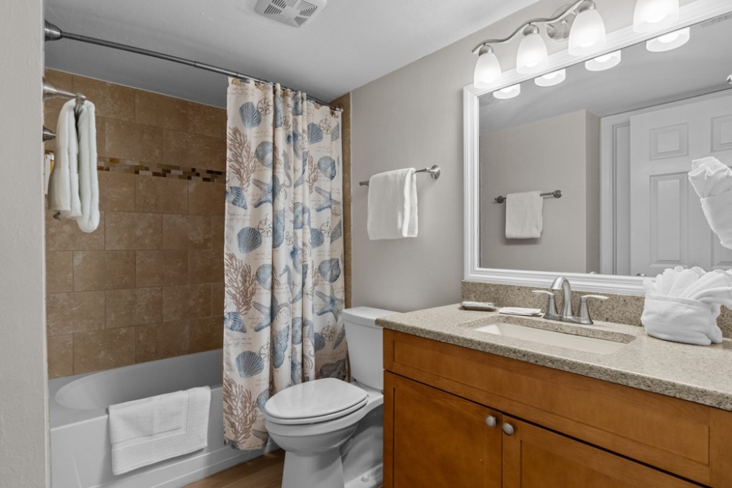 Guest bathroom w/combo tub/shower and vanity
